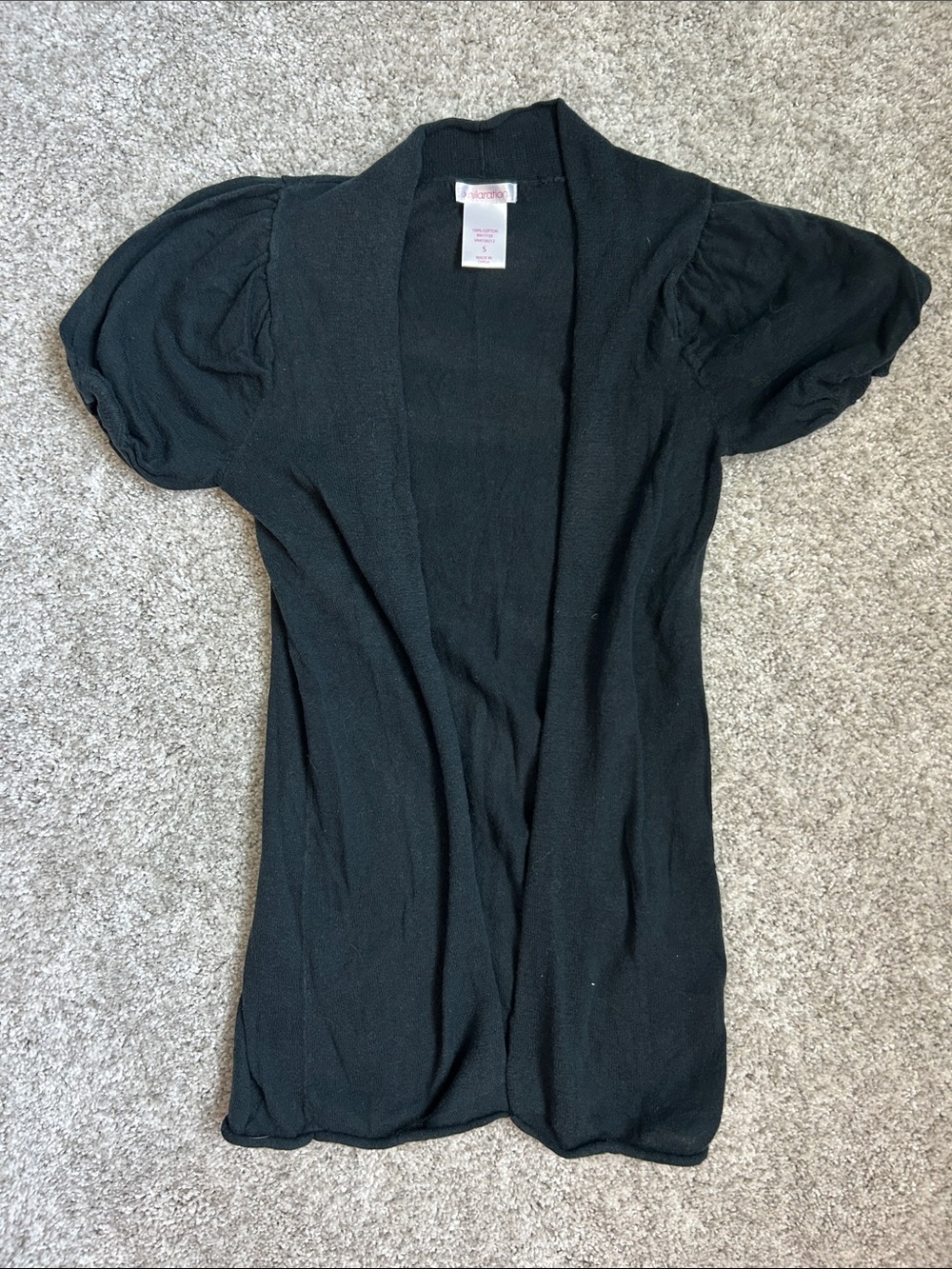 Xhilaration Black Short Sleeve Open-Front Cardigan